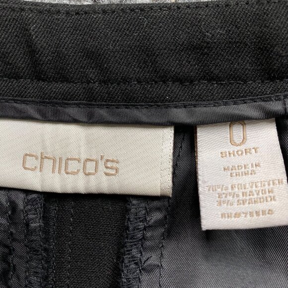 Chico's Pants Women's Small 4 Short Black Dress Wide‎ Leg Career Office 30x28.5 - Picture 3 of 12